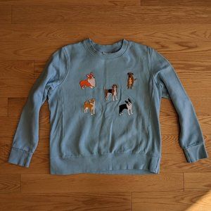 Twik Size Medium Blue Cotton Dogs Sweatshirt with Dog Appliques